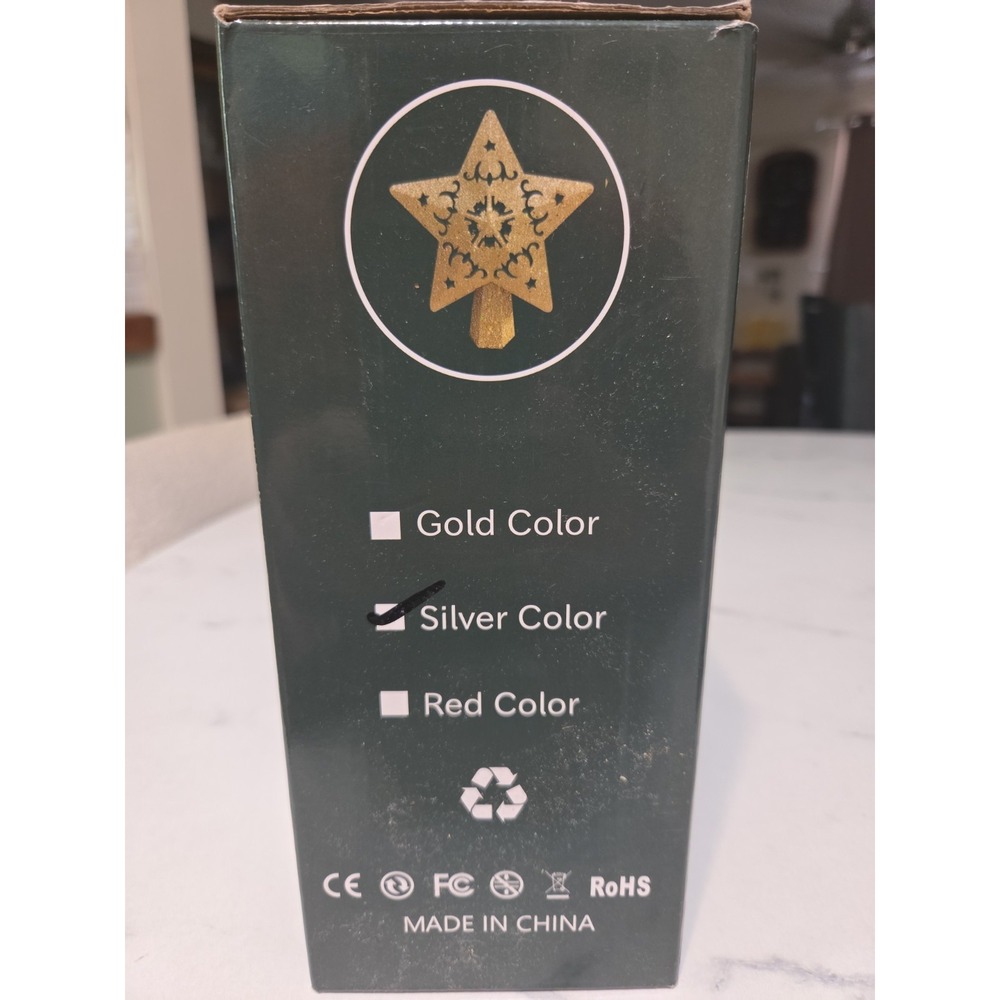 LED Projector Christmas Tree Topper Silver Color 10 In - Picture 3 of 10